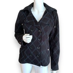 SEBBY COTTON BLEND DOUBLE BREASTED SHORT JACKET WITH HOOD. WOMEN’S SIZE MEDIUM